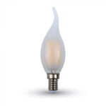 Lampadina LED fiamma filamento satinato E14 4W 400lm 300° - V-Tac 4477, 4478, 4479