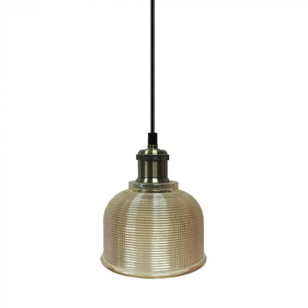 V-tac 3732 Lampadario vetro ambra con portalampada 1xE27 - V-Tac 3732 - immagine 1