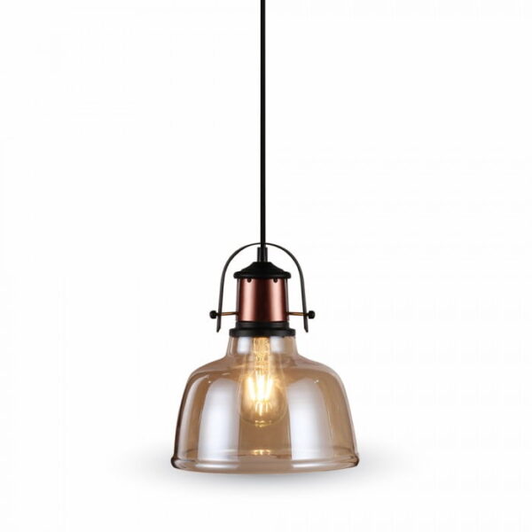 Lampadario vetro trasparente ambrato 1xE27 - V-Tac 3726 - immagine 1