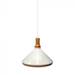 Lampadario parabola bianco base in legno 1xE27 - V-Tac 3763