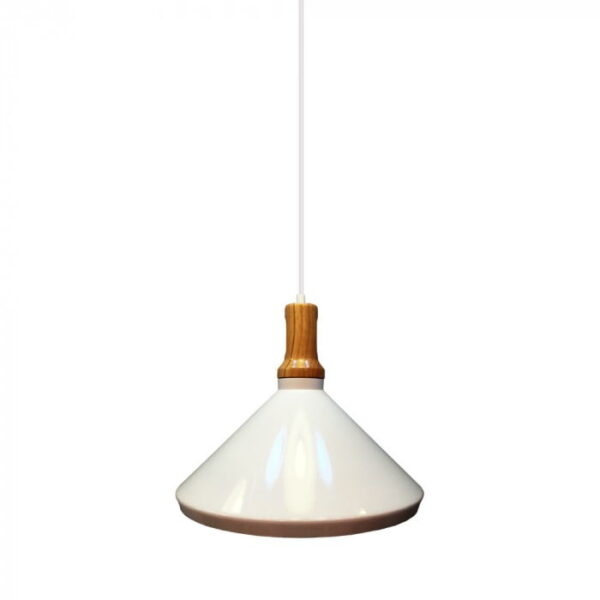 V-Tac 3763 Lampadario parabola bianco base in legno 1xE27 - V-Tac 3763 - immagine 1