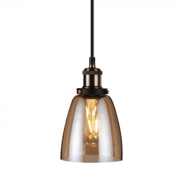 Lampadario a sospensione vetro vintage ambra 1xE27 140mm - V-Tac 3736 - immagine 1