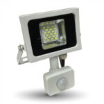 Proiettore LED SMD con sensore di movimento 10W 800lm 100° IP44 - V-Tac 5746, 5747, 5748