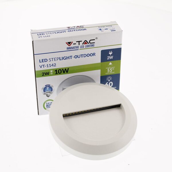 Segnapasso LED tondo bianco 2W 60lm 55° - V-Tac 1315, 1314 - immagine 1