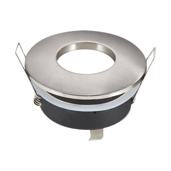 Portafaretto rotondo nickel satinato D.84 GU10 IP54 - V-Tac 3614 - immagine 1