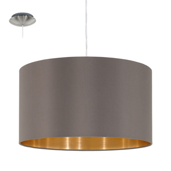 Lampadario a sospensione Eglo MASERLO rotondo tortora e oro d38cm - 1xE27 IP20 - Eglo 31603 - immagine 1