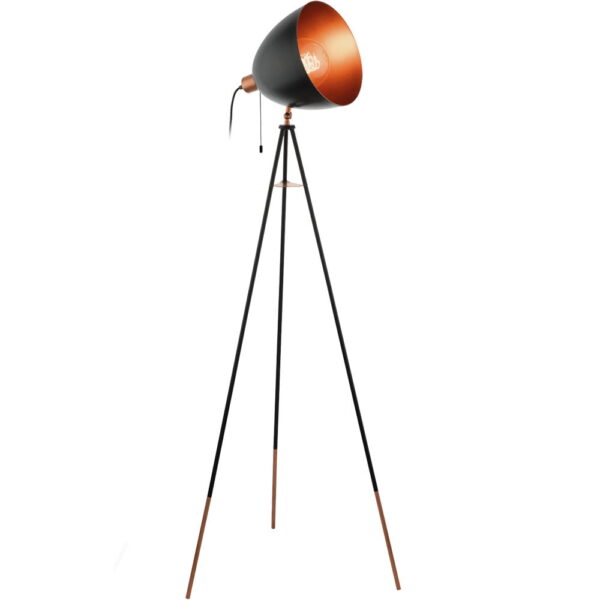 Lampada da terra CHESTER nero e rame 1xE27 IP20 - Eglo 49386 - immagine 1