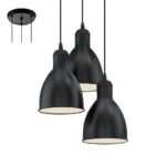 Lampadario a sospensione moderno Priddy nero 3xE27 h110cm d32,5cm IP20- Eglo 49465