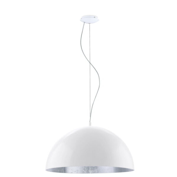 94941_200 Lampadario a sospensione "Gaetano 1" d530mm bianco e argento 1xE27 IP20 - Eglo 94941 - immagine 1