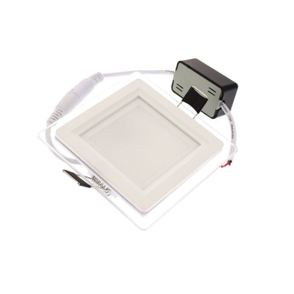 Pannello LED quadrato con bordo in vetro 6W 600Lm 120° - Universo - immagine 1