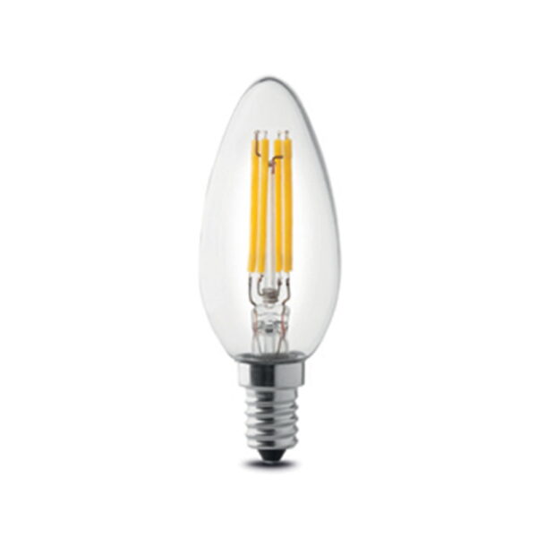 12100510-12100512 Lampadina LED Filamento Candela 4W E14 390lm 360° 3000K - Wiva 12100510 - immagine 1