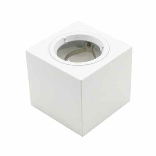 Portafaretto GU10 in gesso superficiale quadrato con anello alluminio corpo bianco - V-Tac 3666 - immagine 1