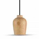 Lampadario in legno con cavo nero 1xE27 diametro 73mm V-Tac 3721