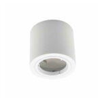 Portafaretto 1xGU10 in gesso superficiale rotondo con anello alluminio corpo bianco - V-Tac 3667