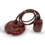 Pendente con portalampada 1xE27 in porcellana marrone - V-tac 3810