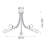 Plafoniera FLEXI BIANCO con attacco E27 max 5x20W ACB - immagine 2