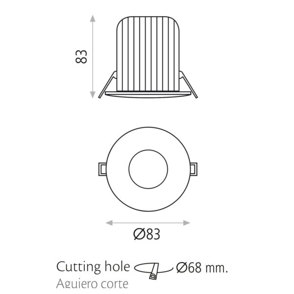 Porta faretto da incasso BIP bianco 10W 750lm 3000K IP64 ACB - immagine 2