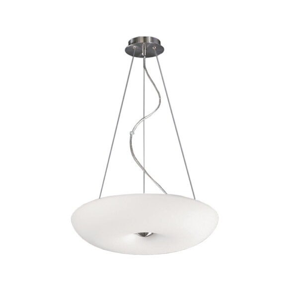 Lampadario a sospensione Aser con attacco 3xE27 max 3x20W bianco e nickel satinato ACB - immagine 1