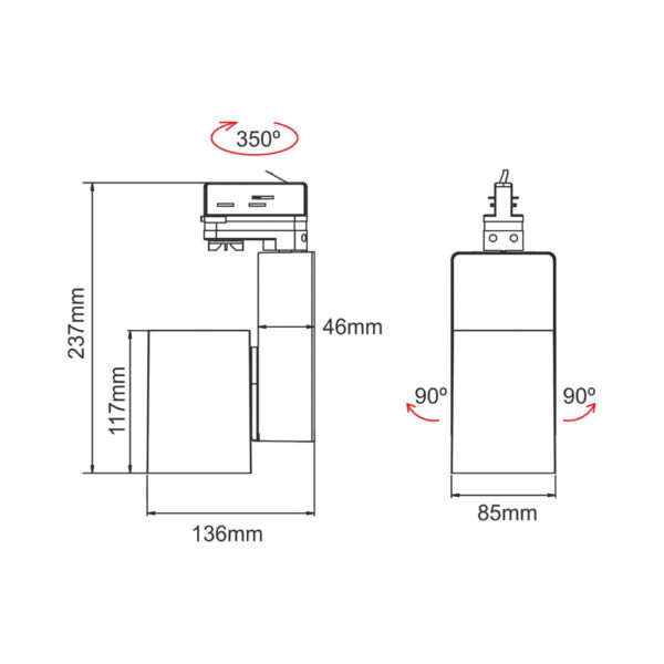 Faretto proiettore da binario bianco 24W 1970lm 38° IP20 Beneito 3636 - immagine 2