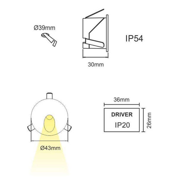 Segnapasso Polo tondo bianco LED 2W 90lm 65° IP54 - Beneito - immagine 2