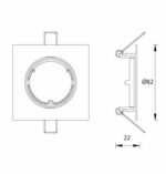 Portafaretto quadrato in alluminio da incasso regolabile GU10 - V-Tac - immagine 2
