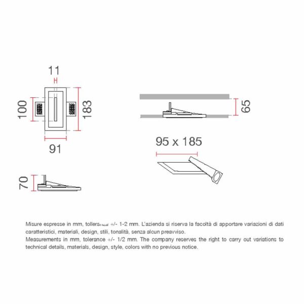 Faretto segnapasso rettangolare LED 2W 200lm luce calda 3000K CRI90 - Novantadieci - immagine 2
