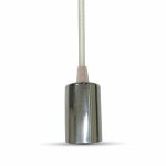 Sospensione con rosone e bicchiere cromato cavo bianco 1xE27 diametro 39mm - V-Tac 3755