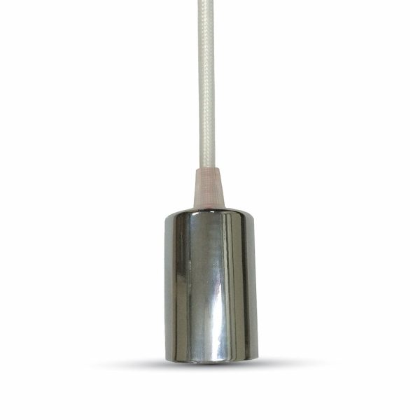 Sospensione con rosone e bicchiere cromato cavo bianco 1xE27 diametro 39mm - V-Tac 3755 - immagine 1
