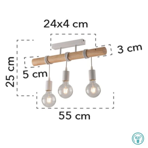 Plafoniera Arizona corpo bianco  3XE27 - Luce Ambiente Design - immagine 2