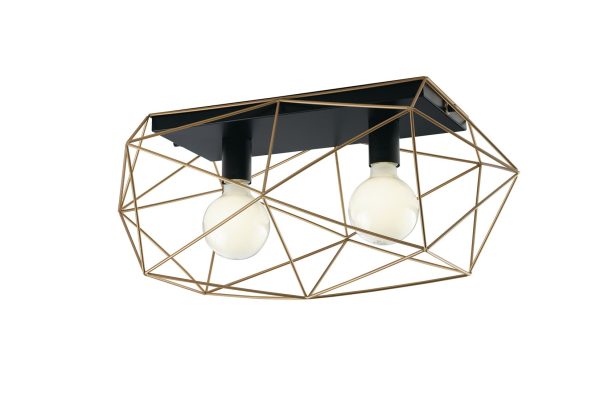 Plafoniera Abraxas corpo nero/oro 2XE27 - Luce Ambiente Design - immagine 1
