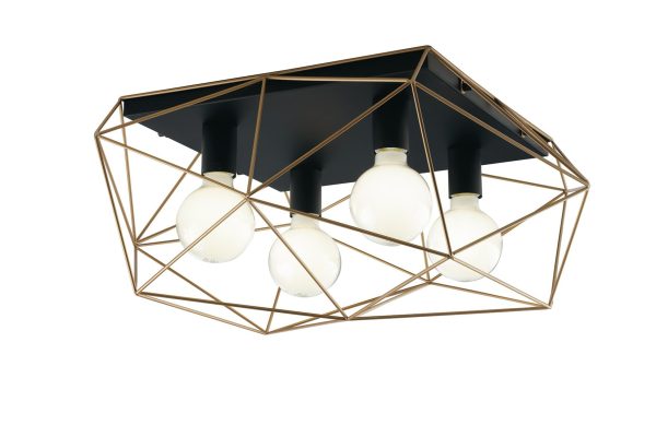 Plafoniera Abraxas corpo nero/oro 4XE27 - Luce Ambiente Design - immagine 1