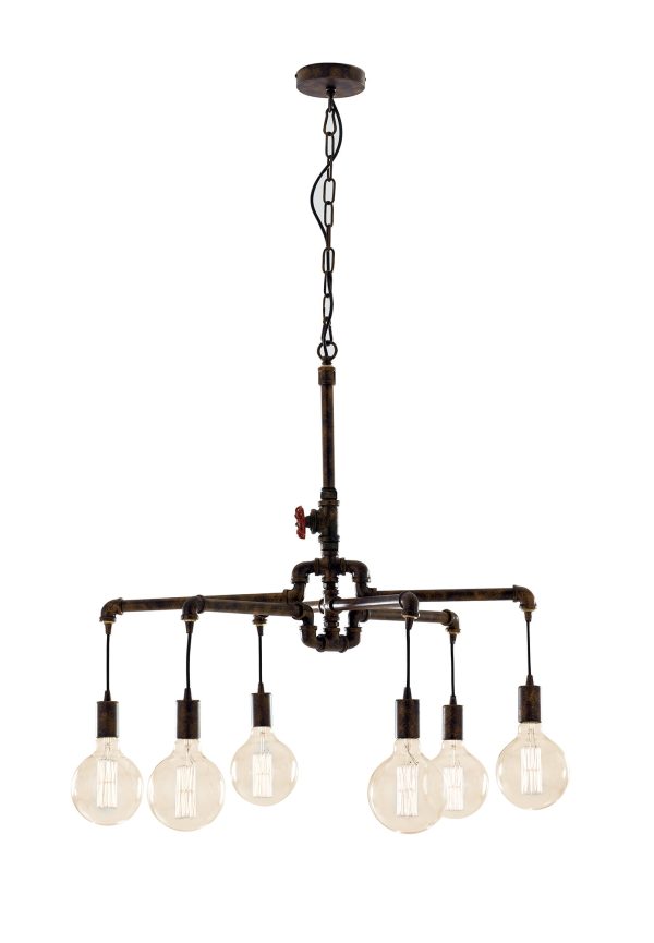 Sospensione Amarcord corpo Ruggine 6XE27 - Luce Ambiente Design - immagine 1