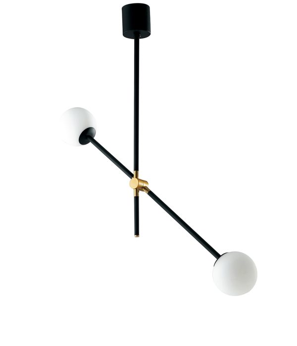 Sospensione Antitesi corpo nero/oro 2XE14 - Luce Ambiente Design - immagine 1