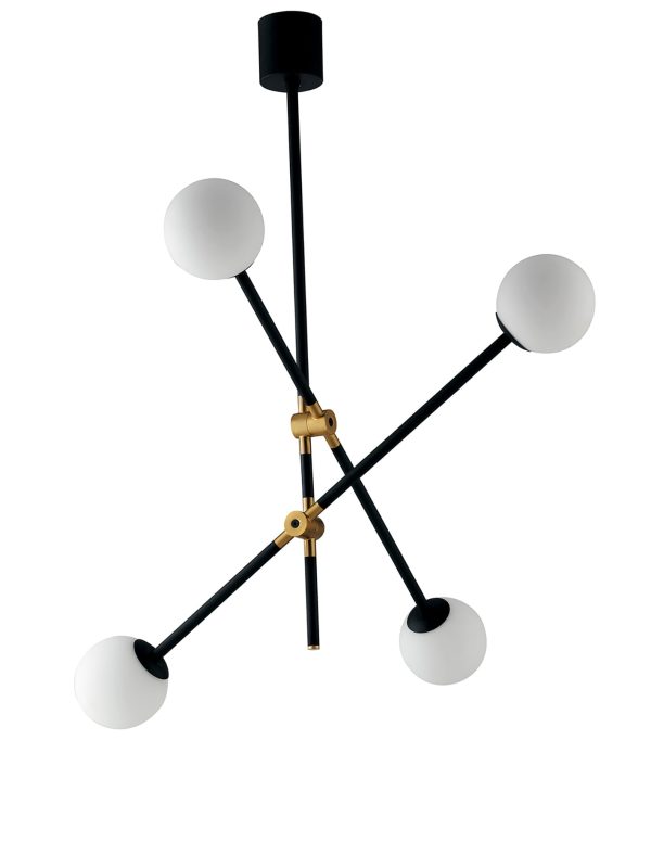 Sospensione Antitesi corpo nero/oro 4XE14 - Luce Ambiente Design - immagine 1
