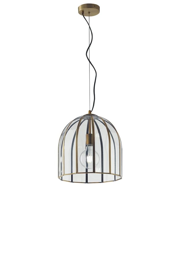 Sospensione Chester corpo ottone 1XE27 - Luce Ambiente Design - immagine 1