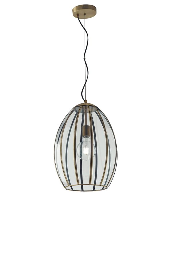 Sospensione Chester corpo ottone 1XE27 - Luce Ambiente Design - immagine 1