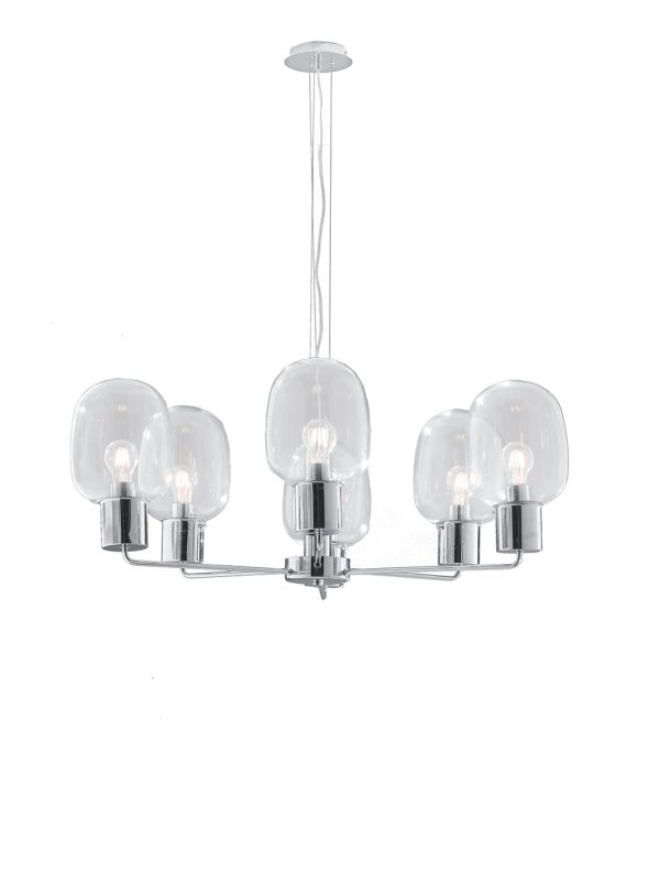 Lampadario Fellini corpo cromo 6XE27 - Luce Ambiente Design - immagine 1
