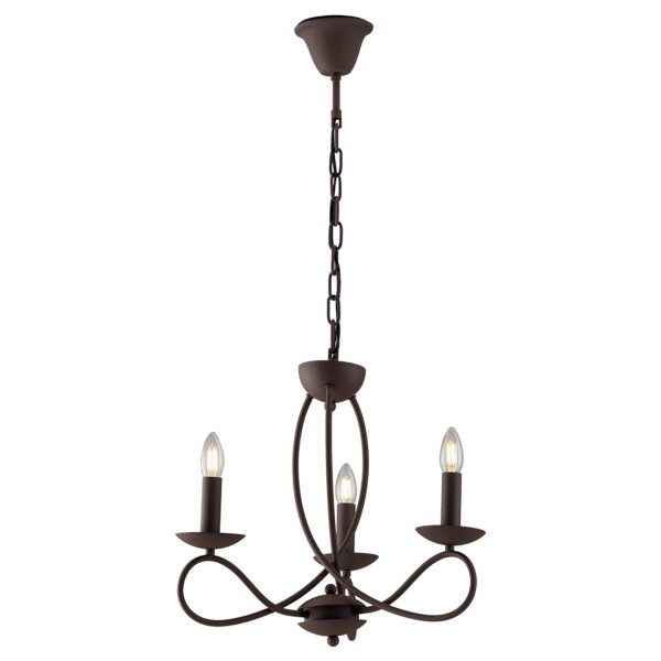 Lampadario Ginevra copro corten 3XE14 - Luce Ambiente Design - immagine 1