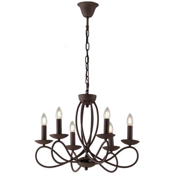 Lampadario Ginevra copro corten 6XE14 - Luce Ambiente Design - immagine 1