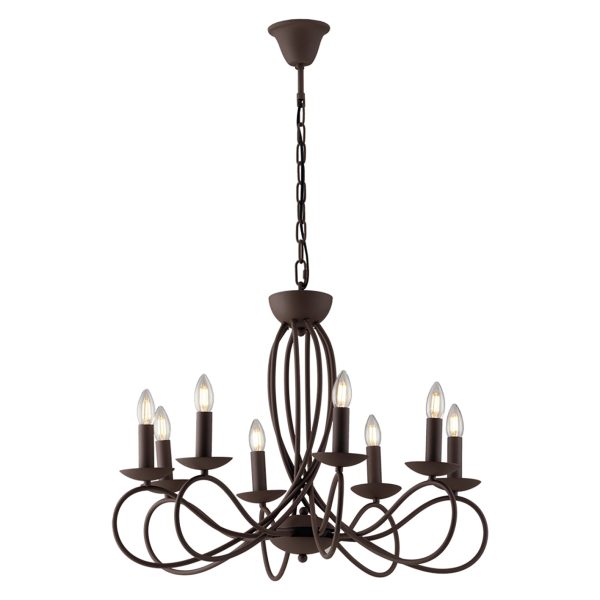 Lampadario Ginevra copro corten 8XE14 - Luce Ambiente Design - immagine 1