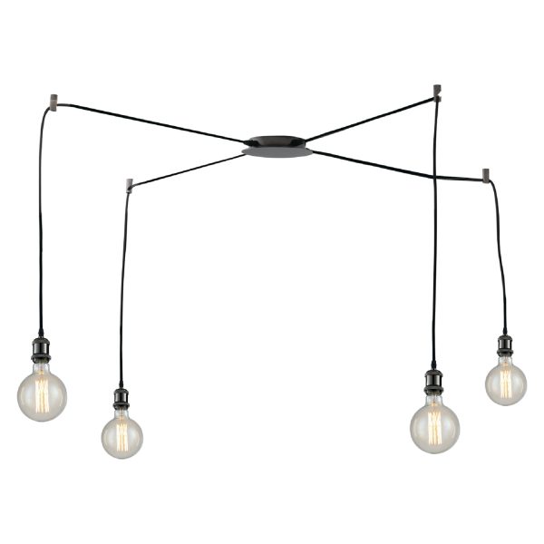 Sospensione Groove corpo nero 4XE27 - Luce Ambiente Design - immagine 1