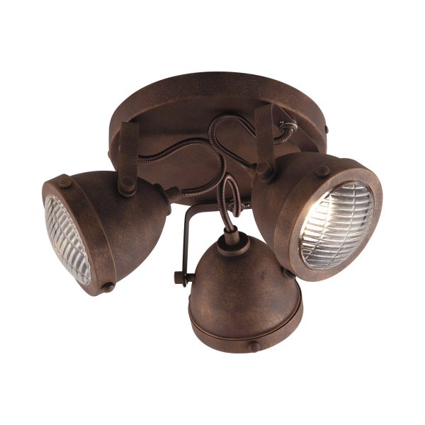 PLAFONIERA HABANA RUGGINE 3XGU10 - Luce Ambiente Design - immagine 1