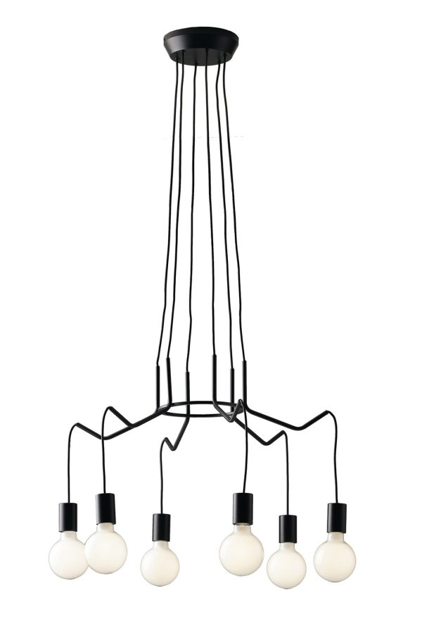 Sospensione Habitat corpo nero 6XE27 - Luce Ambiente Design - immagine 1