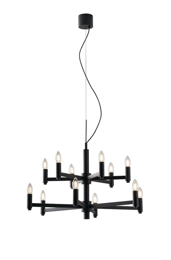 Lampadario Karol corpo grigio 12XE14 - Luce Ambiente Design - immagine 1