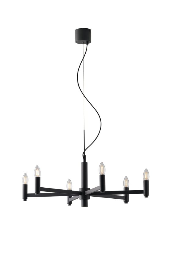 Lampadario Karol corpo grigio  6XE14 - Luce Ambiente Design - immagine 1