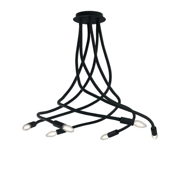 Plafoniera Lover corpo nero 6XE14 - Luce Ambiente Design - immagine 1