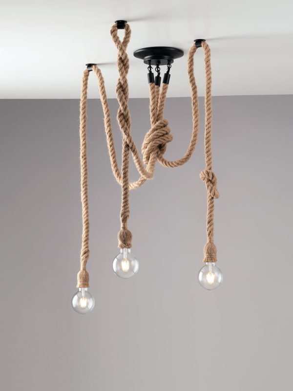 Plafoniera Rope corpo corda 3XE27 - Luce Ambiente Design - immagine 1
