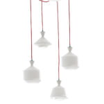 Sospensione Sugar corpo bianco cavo rosso 4XE27 - Luce Ambiente Design
