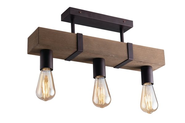 Plafoniera Texas corpo nero 3XE27 - Luce Ambiente Design - immagine 1