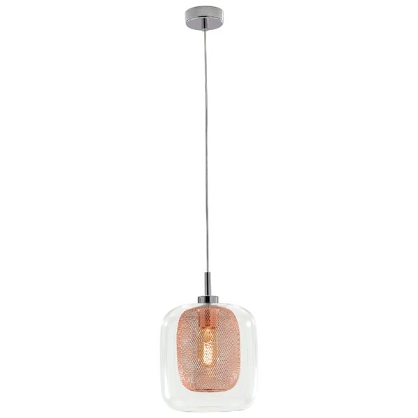Sospensione Thesis trasparente/rame 1XE27 - Luce Ambiente Design - immagine 1